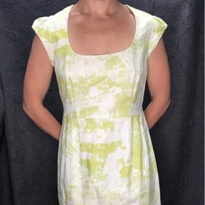 Anthropologie- Lime Green/White Summer Dress